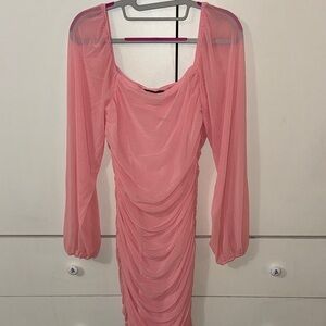 Elegant Pink Ruched Dress